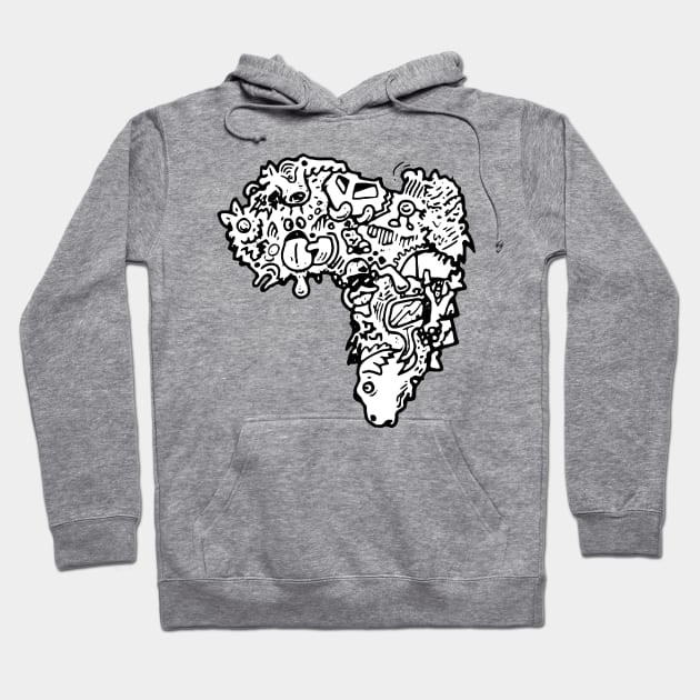 Continent of South America Doodle Art Hoodie by VANDERVISUALS